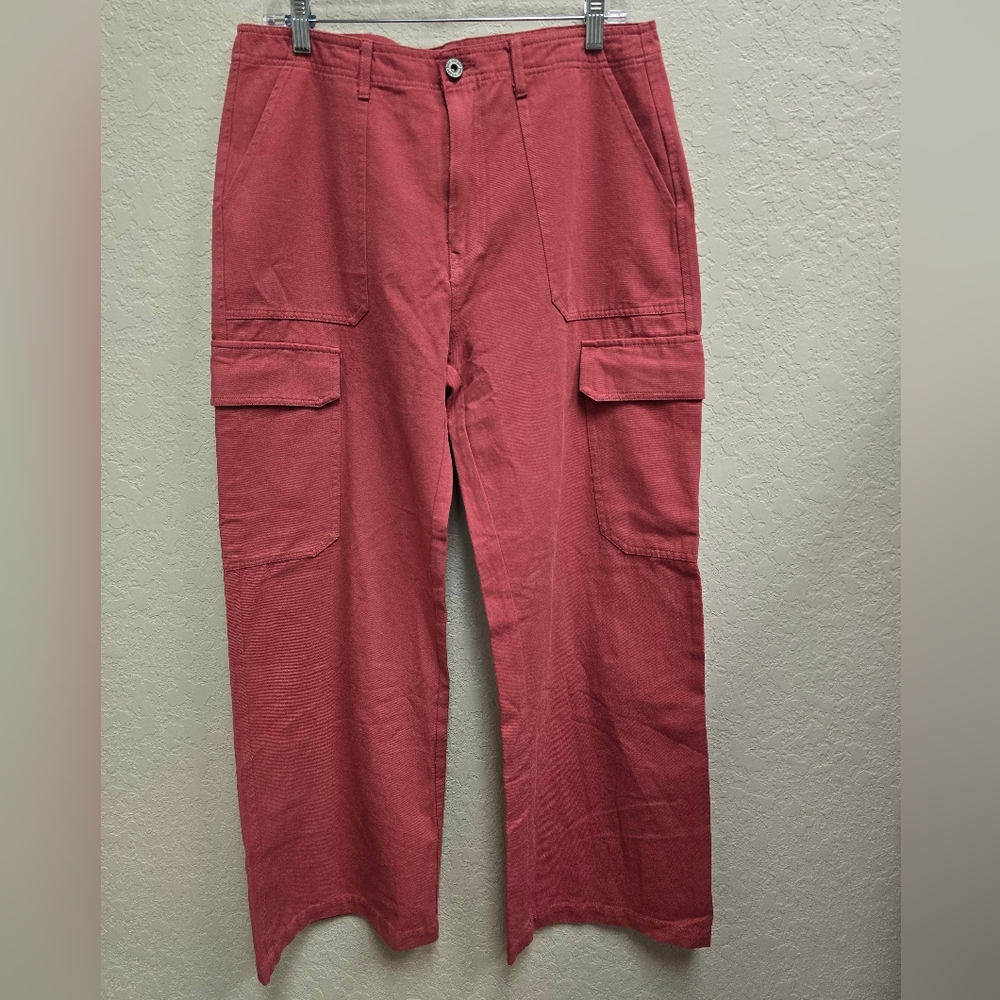 Umgee NWT Pink Cotton Cargo Wide Leg Pants Size Large - Picture 3 of 7